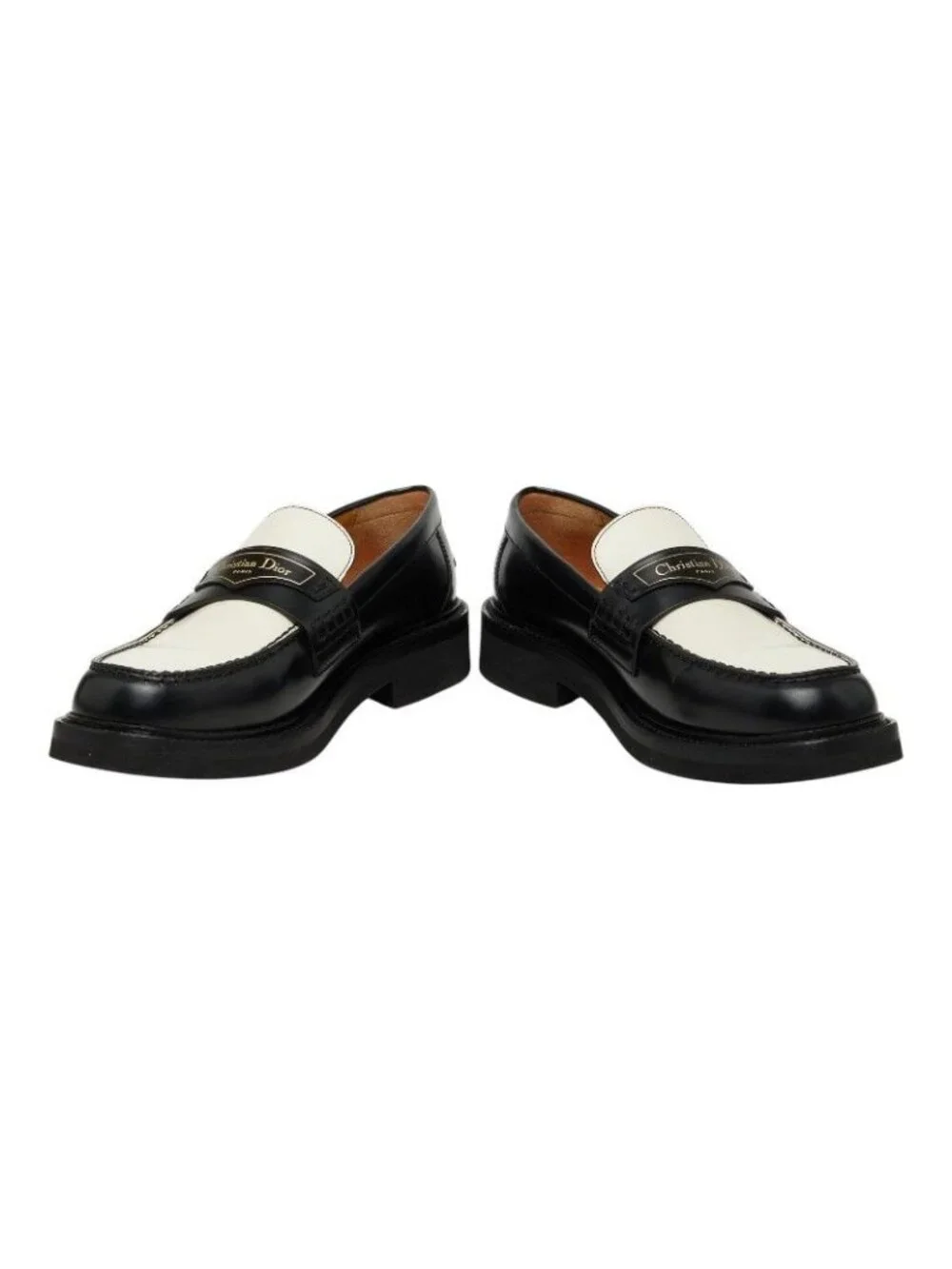 Dior Boy Loafers Bicolor 37.5 Black White Leather